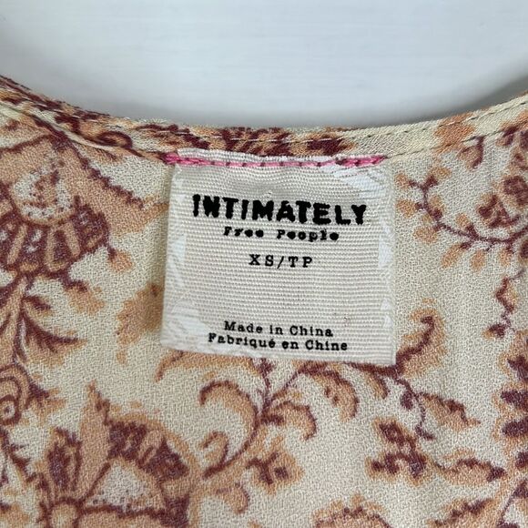 Intimately Free People Cream Paisley Floral Tiered Tunic Sleeveless Boho, XS - Picture 7 of 11